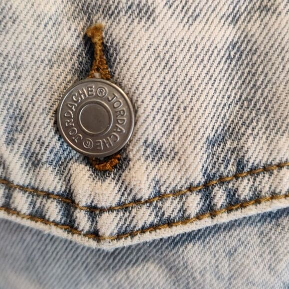 Jordache Denim Romance stone washed crop jean jacket with lace hearts size large - Picture 3 of 7